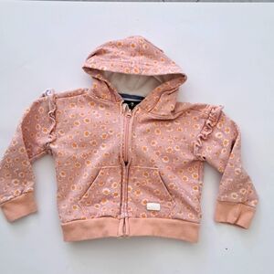 7 FOR ALL MANKIND PEACH SUNFLOWER Full Zip HOODIE JACKET SIZE  3T